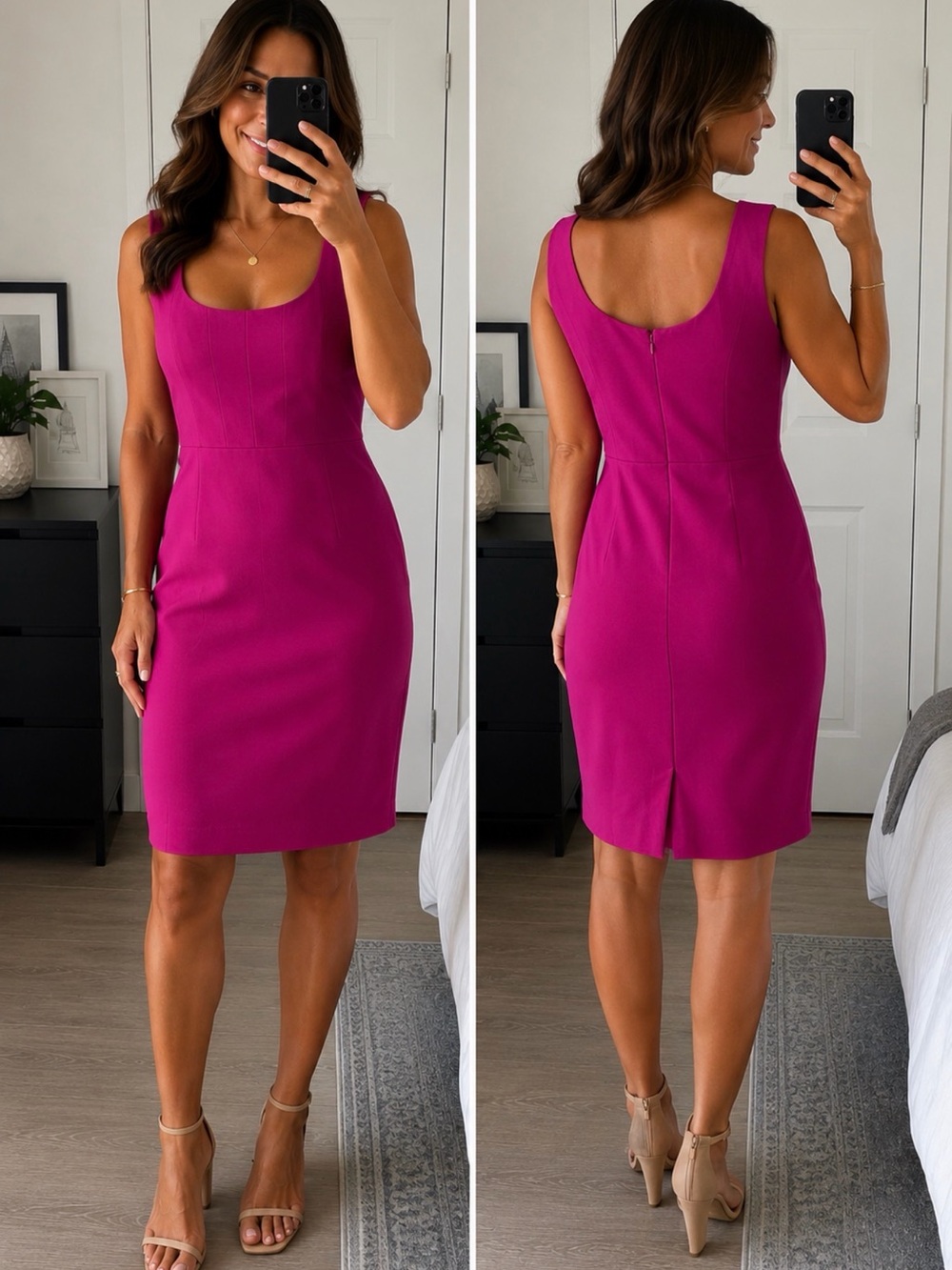 Ann Taylor Magenta Sleeveless Sheath Dress